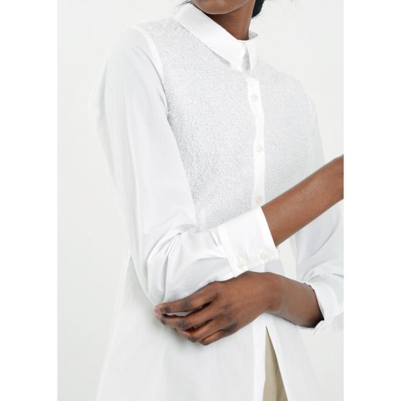Samuji White Cotty Long Sleeve BD Top 34 2 NWT - Picture 10 of 11